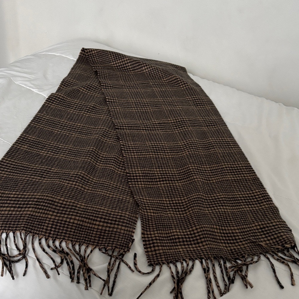 Cashmere Brown Plaid Fringe cashmere Scarf